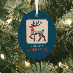 Ornement En Métal Carte de Noël avec design d'illustration Reindeer