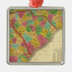 Ornement En Métal Carte de nord et Caroline du Sud, et Géorgie
