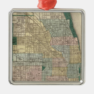 Ornement En Métal Carte de ville de Chicago
