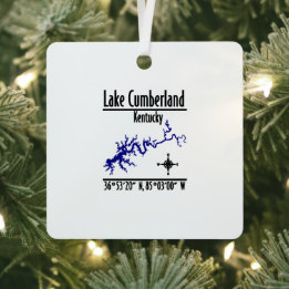 Ornement En Métal Carte des coordonnées du rivage du lac Cumberland