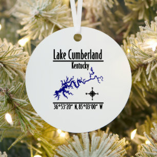 Ornement En Métal Carte des coordonnées du rivage du lac Cumberland