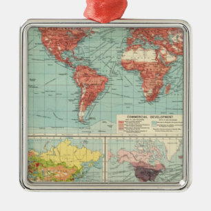 Ornement En Métal Carte du commerce mondial