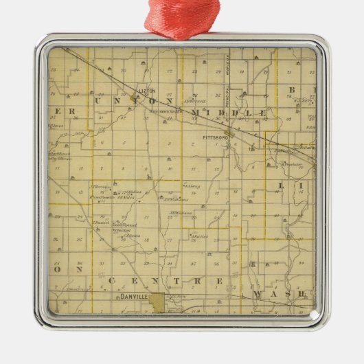 Ornement En Métal Carte du comté de Hendricks (Devant)