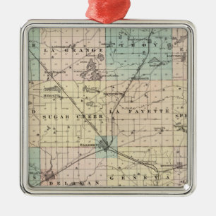 Ornement En Métal Carte du comté de Walworth, État du Wisconsin