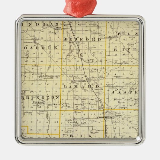 Ornement En Métal Carte du comté de Wayne (Devant)