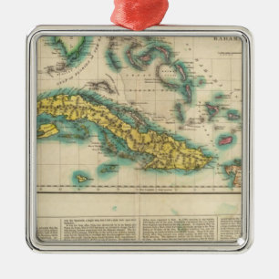 Ornement En Métal Carte du Cuba et des îles de Bahama