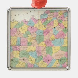 Ornement En Métal Carte du Kentucky et du Tennessee