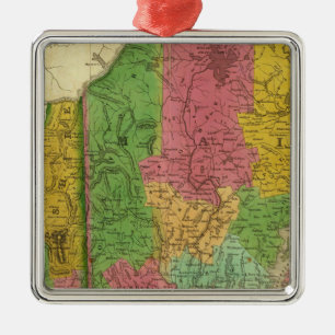 Ornement En Métal Carte du Maine, du New Hampshire, et du Vermont