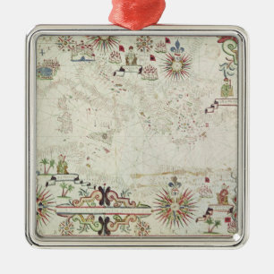 Ornement En Métal Carte du méditerranéen, 1625