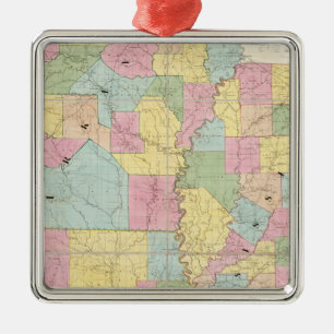 Ornement En Métal Carte du Mississippi, de la Louisiane et de l'Arka