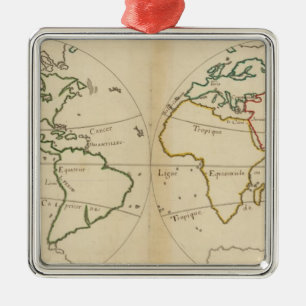Ornement En Métal Carte du monde avec des tropiques