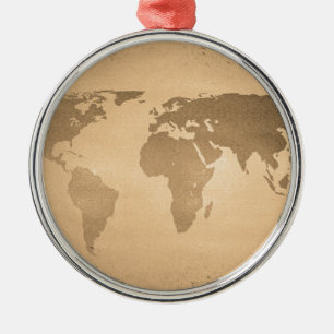 Ornement En Métal carte du monde vintage