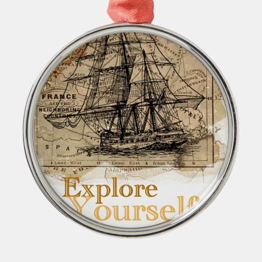 Ornement En Métal Carte du monde vintage (Devant)