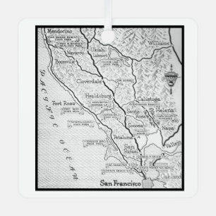 Ornement En Métal Carte du pays du vin vintage