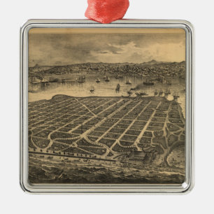 Ornement En Métal Carte imagée vintage de la plage de Coronado