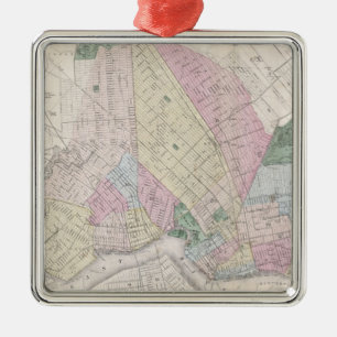 Ornement En Métal Carte Vintage de Brooklyn (1873)