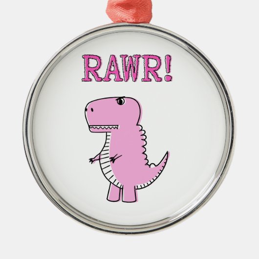Ornement En Métal Cartoon T-Rex Dinosaur Mignonne Et Rose En Colère (Devant)