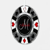 Ornement En Métal Casino Poker Monogram Chip - Argent (Avant gauche)