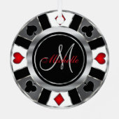 Ornement En Métal Casino Poker Monogram Chip - Argent (Verso)