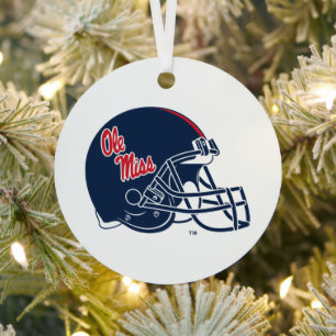 Ornement En Métal Casque Ole Miss Football   bleu foncé