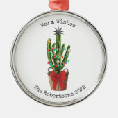Ornement En Métal Chaleureux voeux Noël Cactus Année (Devant)