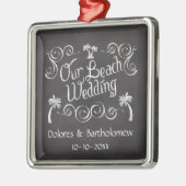 Ornement En Métal Chalkboard Notre Mariage Plage (Gauche)