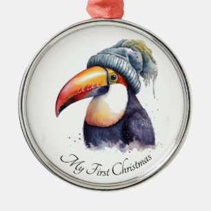 Ornement En Métal Chapeau tricoté d'hiver personnalisé à l'aquarelle