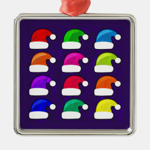 Ornement En Métal Chapeaux de Père Noël colorés