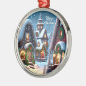 Ornement En Métal Charmant village de Noël enneigé (Gauche)