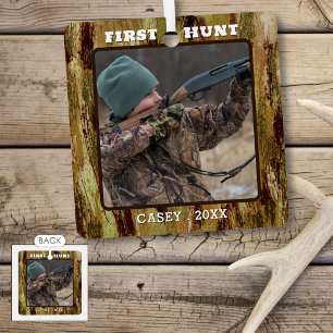 Ornement En Métal Chasseur Un Appareil Photo Camouflage Personnalisé