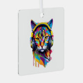 Ornement En Métal Chat dans les écouteurs (Avant droite)