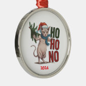 Ornement En Métal Chat Grumeux de Noël Ho Ho Non (Droite)