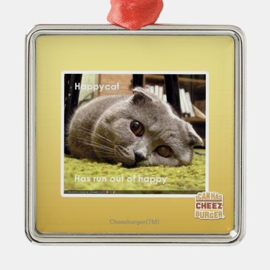 Ornement En Métal Chat heureux, hors d'heureux (Devant)
