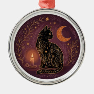Ornement En Métal Chat noir mystique céleste sorcière Halloween goth