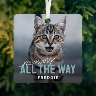 Ornement En Métal Chat qui miaule tout le long de Noël