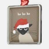 Ornement En Métal Chat Siamois Humoristique Ho Ho Ho | Funny Père No (Gauche)
