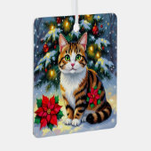 Ornement En Métal Chat tabby Art folklorique et message personnalisé (Avant droite)