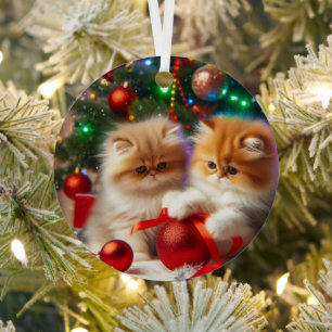 Ornement En Métal Chatons Persans Joyeux Noël