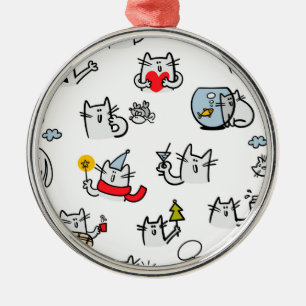 Ornement En Métal Chats amusants, lait et magie.