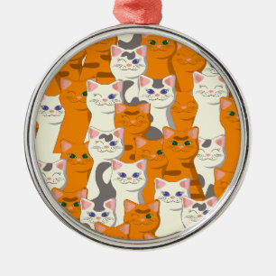Ornement En Métal Chats blancs et gingembre motif yeux verts yeux bl