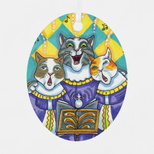 ORNEMENT EN MÉTAL CHATS CHOIR ÉGLISE & SOURIS CHANTER CAROLS DE NOËL