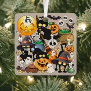 Ornement En Métal Chats drôles de Halloween Fête