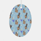 Ornement En Métal Chats en boîte et gouttes de lait sur bleu (Avant droite)