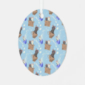 Ornement En Métal Chats en boîte et gouttes de lait sur bleu (Avant gauche)