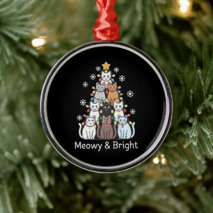 Ornement En Métal Chats Noël Arbre Meowy Bright Cute Xmas