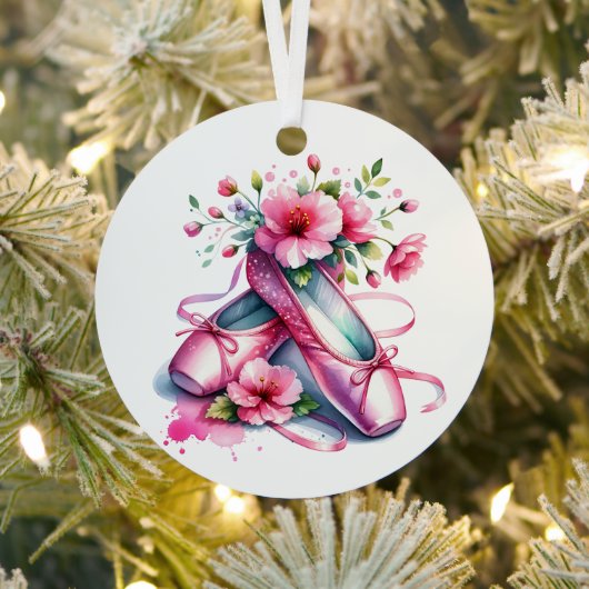 Ornement En Métal Chaussures et fleurs en Ballet Rose (Insitu)