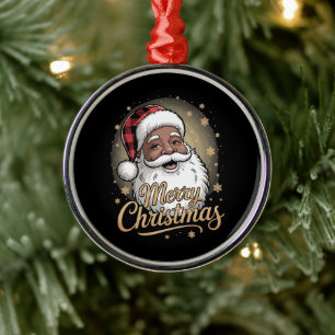 Ornement En Métal Chemises de Noël afro-américaines Père Noël
