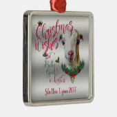 Ornement En Métal CHÈQUE | voeux de Noël Bébé Chèvre Baisers LaManch (Droite)