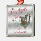 Ornement En Métal CHÈQUE | voeux de Noël Bébé Chèvre Baisers Nubiens (Gauche)