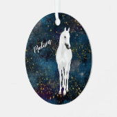 Ornement En Métal Cheval blanc étoiles d'or Noël (Avant gauche)